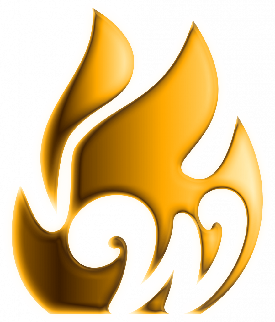 Das ist das Logo von Feuerholz-Wellein, eine goldene Flamme mit einem schönen Farbverlauf von Dunkelgelb zu hellgelb um die Goldeffekte hervorzuheben. In der Flamme ist ein W für Wellein zu abgebildet.